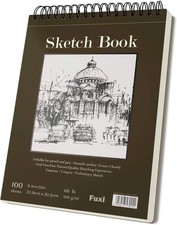 Fuxi 9" x 12" Sketch Book, Top Spiral Bound Sketch Pad, 100 Sheets 68lb/100gsm A