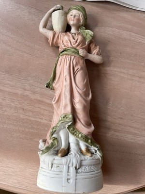 Antike deutsche Figur Carl Schneider G Dep 11305 hohle Biskuit Frau unglasiert 