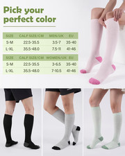 Compression Socks for Women & Men, 2 Pairs Bamboo Viscose 15?20Mmhg, Knee Hig...