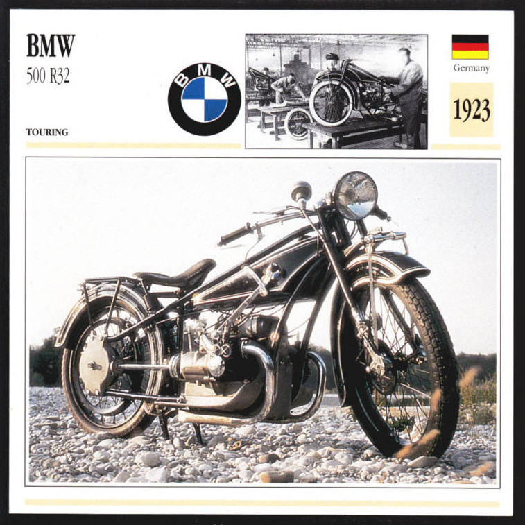 1923 BMW 500cc R32 (494cc) 1st Beamer Motorcycle Photo Spec Sheet