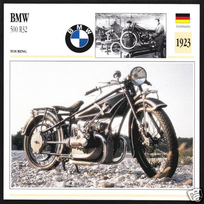1923 BMW 500cc R32 (494cc) 1st Beamer Motorcycle Photo Spec Sheet