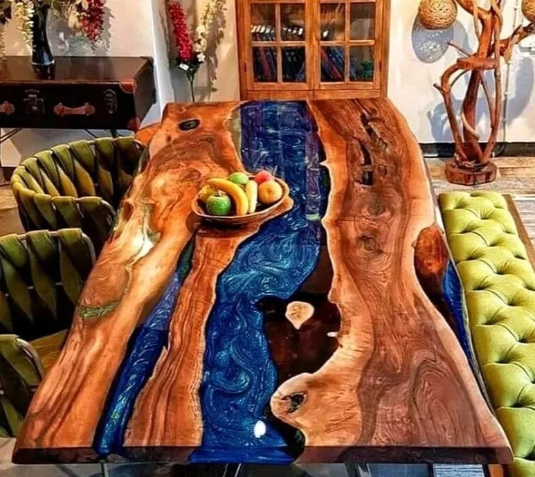 Blue Epoxy Resin Table | Epoxy Dining & Coffee Table for Home Decor - Image 3 of 4