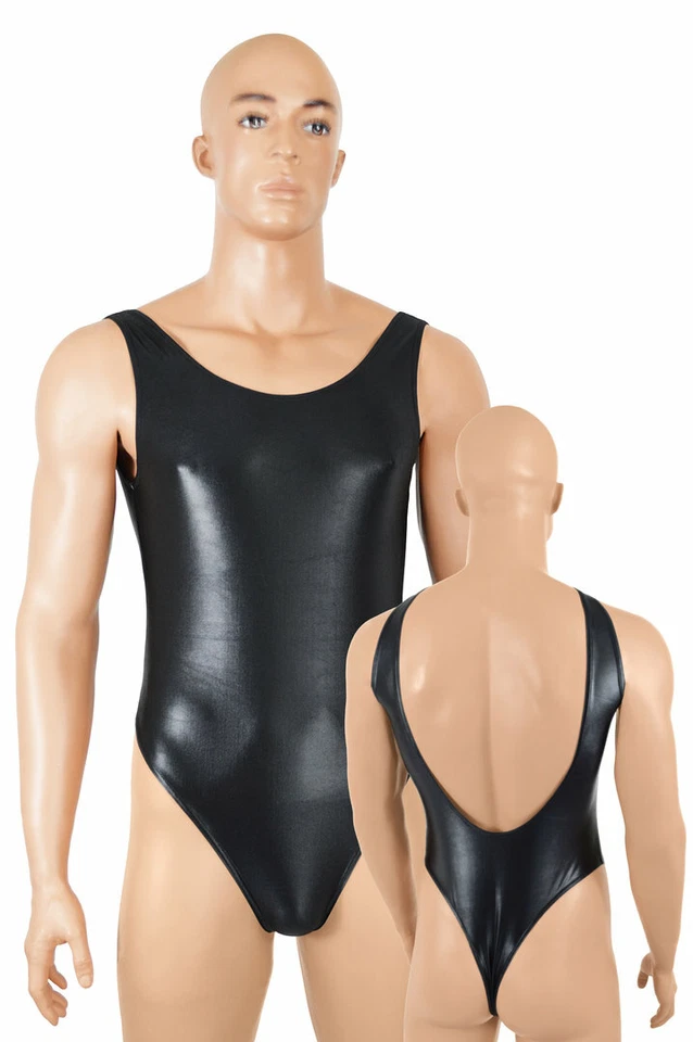 Herren Wetlook Stringbody Tiefer Rückenausschnitt ohne Ärmel stretch shiny Glanz - Bild 1 von 2
