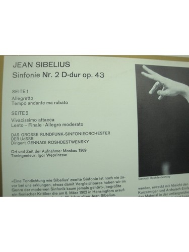 ROZHDESTVENSKY/GROSSE RUNDFUNK sinfonie nr.2 SIBELIUS LP Melodia - Picture 2 of 3