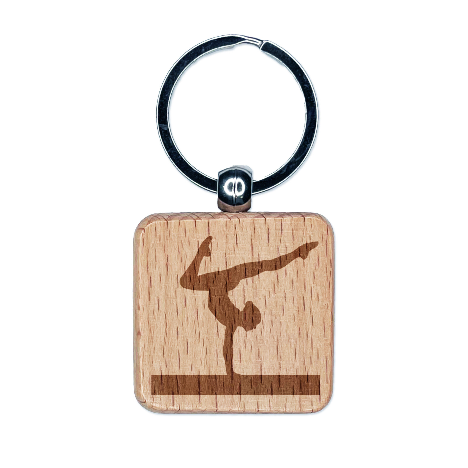 Artistic Gymnastics Balance Beam Engraved Wood Keychain Charm Tag