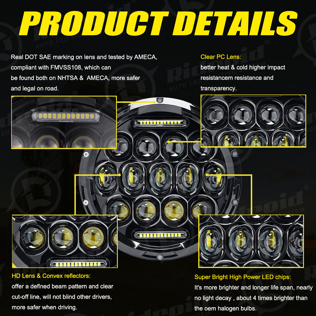 g Road Glide Accessories 7 Inch Motorcycle LED Headlight DOT