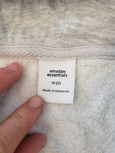 Amazon essentials basic light grey zip up hooded sweater youth sz. M 8 - Picture 4 of 5