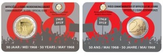 2 2 Euro GDM BELGIEN 2018 Coincard (NL & FR) Studentenrevolte 1968