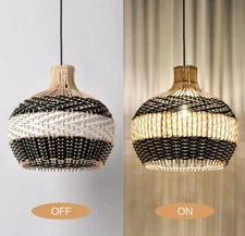 BIG SALE! Handmade Rattan Pendant Light Wicker Chandelier Woven Ceiling Light US