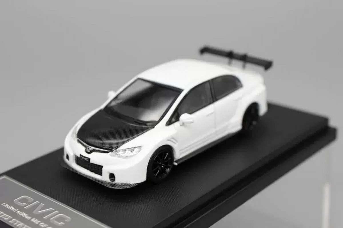 TimeMicro 1/64 Scale Honda CIVIC Type R FD2 White/back Diecast Car