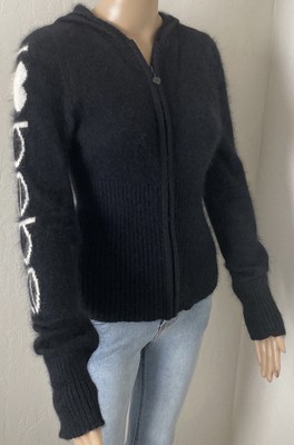 Bebe Angora Sweater Zip-Up Hoodie Top 