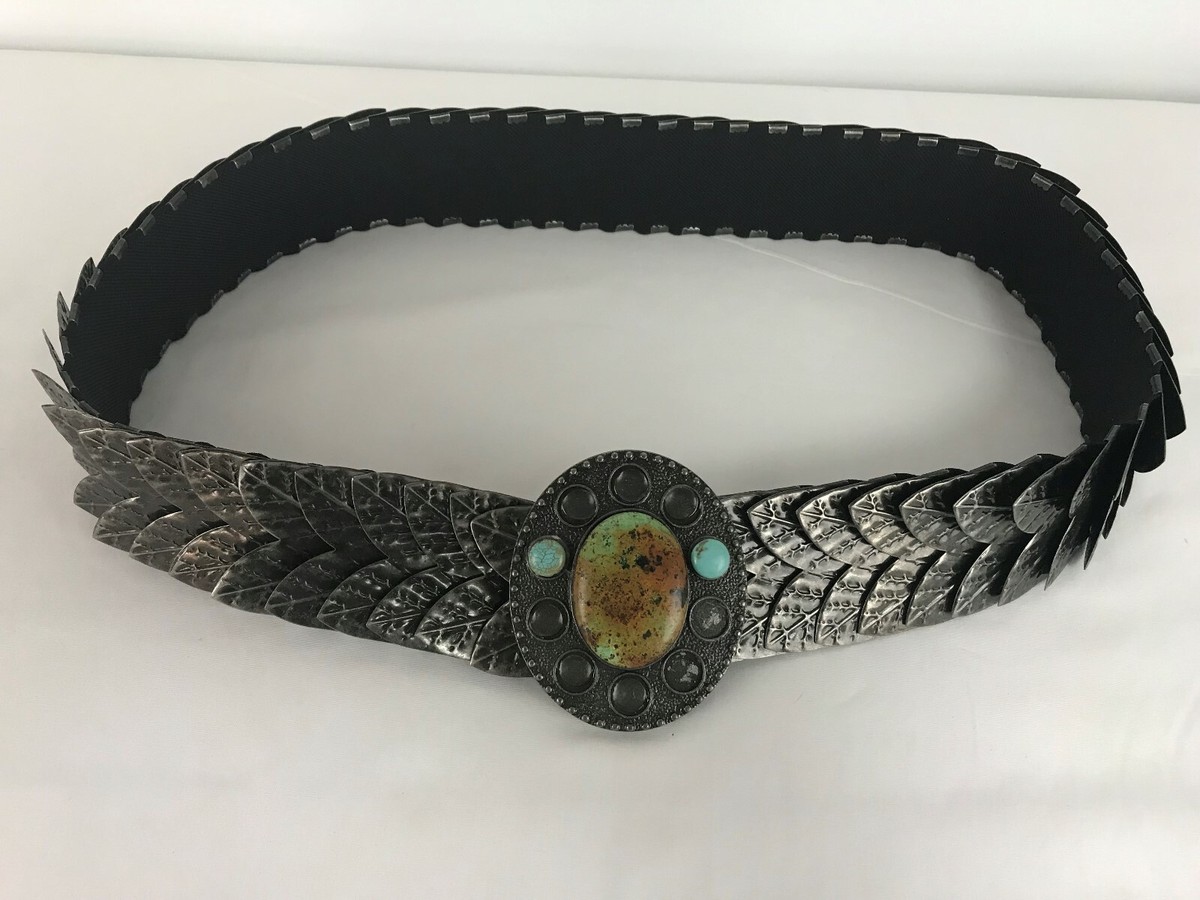 Ecote Stretch Elastic with metal leaves Belt Size Medium 32  display picture 1