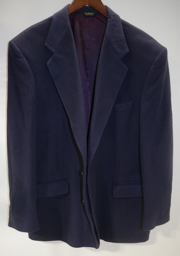 218 ADOLFO Couture Vintage Mens 48 Sport Coat Navy Blue Cashmere Jacket Blazer - Picture 2 of 9
