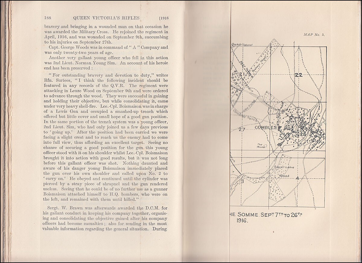 Keeson The HISTORY & RECORDS of QUEEN VICTORIA'S RIFLES 1792-1922 Ypres Somme &c