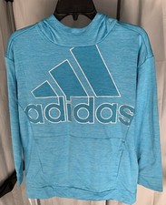 Adidas Youth Light Blue Logo Lightweight Hoodie Pullover size XL