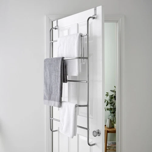 5 Tier Over Door Clothes Airer Towel Rail Rack Hanger Holder Bathroom Storage