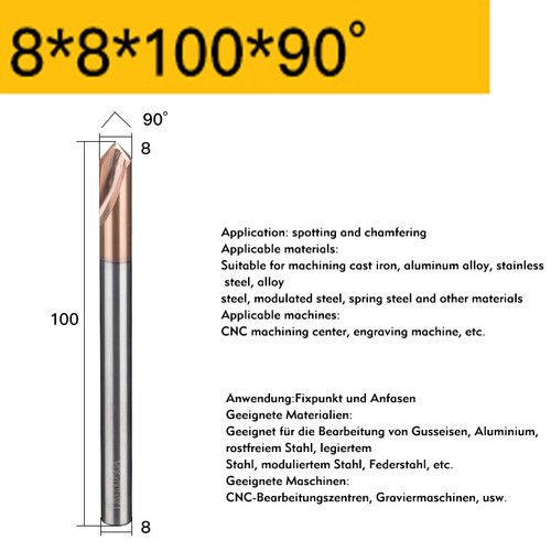 Carbide 60°/90°/120° Degree Chamfer&Spotting Drill 3mm-12mm Countersink Cutter - Picture 18 of 61