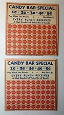2 Vintage Candy Punchboards 1950s Unused 5¢ Game Cards Candy Store Promo