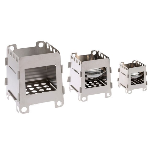 Outdoor Stainless Steel with Titanium Finish Folding Pocket Alcohol Wood Stove - Picture 12 of 12