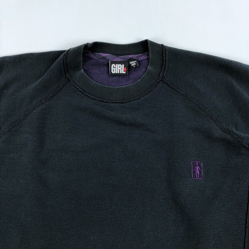 Vintage GIRL Skateboards Crew Neck Sweatshirt Mens Large Faded Black Y2K - Picture 4 of 15
