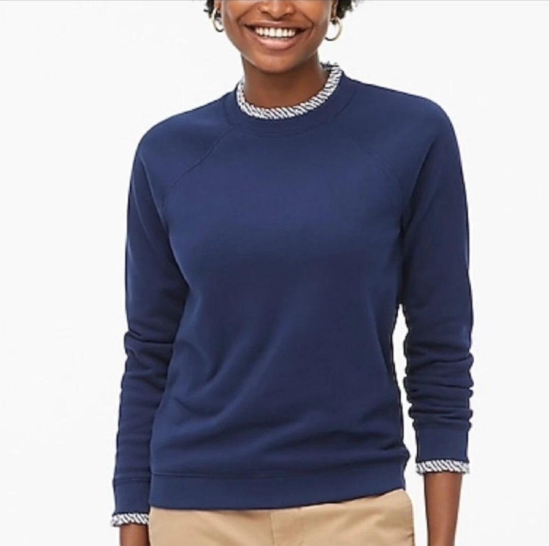 J crew woven ruffle neck best sale pullover