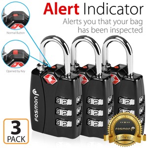 3xTSA Approve 3 Digit Combination Travel Suitcase Luggage Bag Lock Padlock Reset