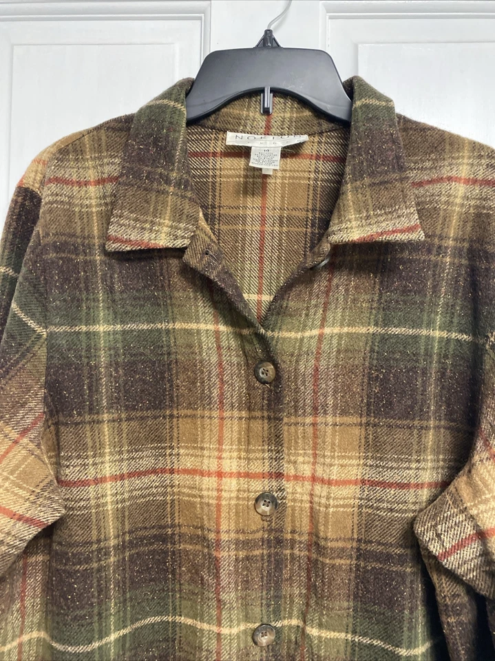 Vintage Studio Norton Plaid Jacket Wool Southwestern Fringe Hem Womens Size 14 - Image 2 of 4