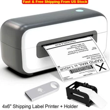 Phomemo 4x6" Shipping Label Thermal Printer Address Barcode Paper Desktop+Holder