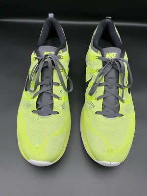NIKE Flyknit 1 One+ Volt Yellow Lunarlon Shoes Mens Size 14 Neon