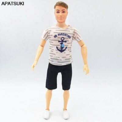 1/6 Boy Doll Clothes For 12'' Doll Outfits Anchor T-shirt & Black Shorts Kids Toy