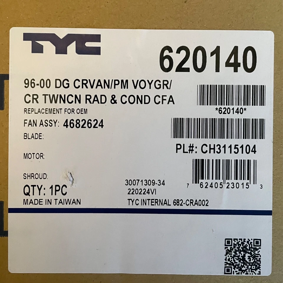 Conjunto de ventilador condensador y radiador doble TYC 620140 para Dodge y Chrysler Foto 2 de 2