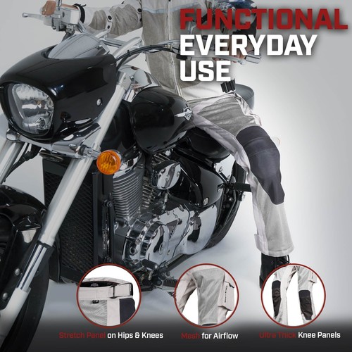 Pantalones de motocicleta de malla para hombre - Equipo de motocross con armadura CE EE. UU. - Imagen 5 de 12