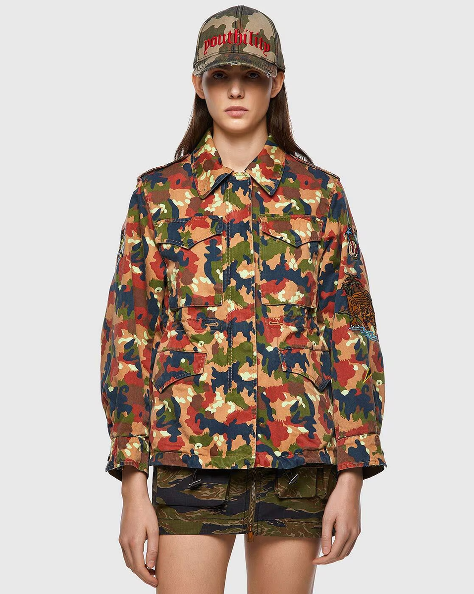 ジャケット・アウター FIFTH Modified XS-Short Camo Jacket Diesel Camouflage G-CLAUDIA-CMF Utility Military Jacket sz
