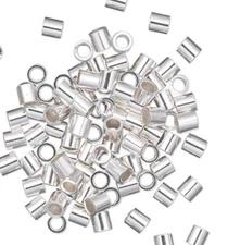 Crimp, 100 Sterling Silver Heavy Wall 2x2mm Tube Bead with 1.4mm Inside Diameter