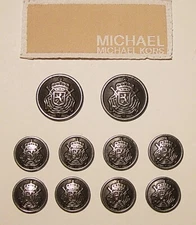 MICHAEL KORS REPLACEMENT BUTTONS 10 DARK SILVER TONE METAL BUTTON GOOD USED COND