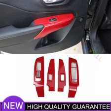 Glass Window Lifting Lock Panel Trim For Jeep Cherokee 2014-20 Red Carbon Fiber