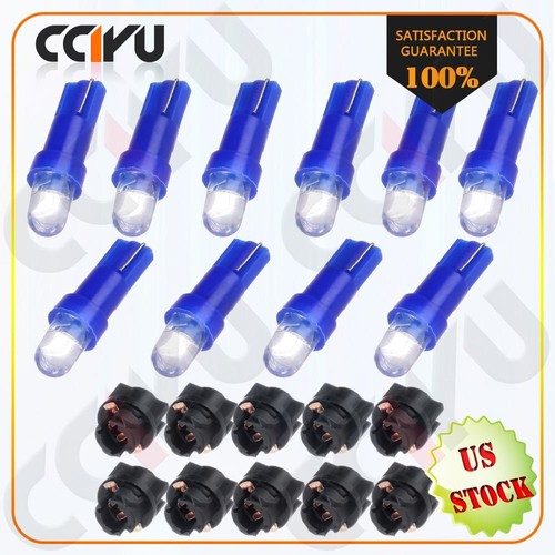 10x T5 Blue Twist Socket Instrument Gauge Panel Dash Led Light Bulbs 73 ...