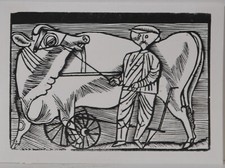 Gerhard Marcks /Holzschnitt von 1923 / Ochsenknecht  / WVZ. H 111/Bauhaus