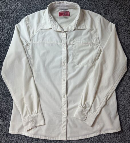 Craghoppers Nosilife adventure shirt womens US 12 Cream /White Long Sleeve VGC - Picture 1 of 5