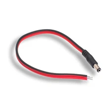 Kentek 1ft Power Pigtail Cable DC 5.5 x 2.1mm Male to Bare Wire for CCTV DVR Cam