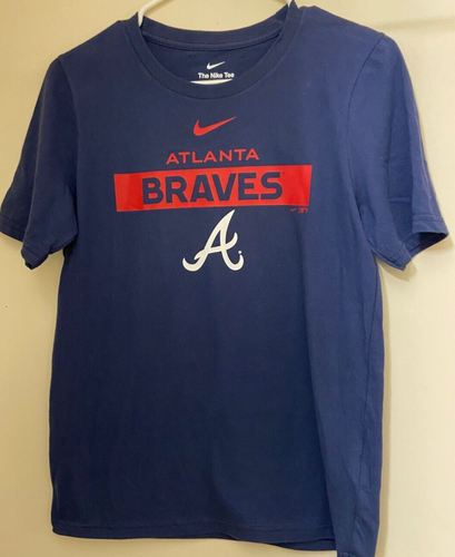 Atlanta Braves MLB Youth One Sided Navy Shirt Nike Large 14/16 - 第 1/3 張圖片