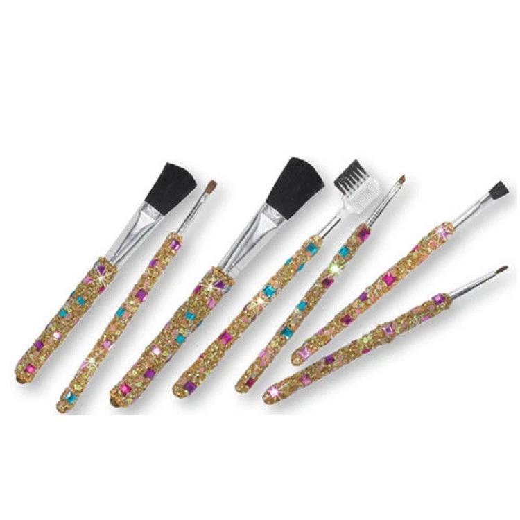 SET Of 7 Gold BEADED GLITTER SEQUIN MAKE UP SET Brush NEW BIG SALE