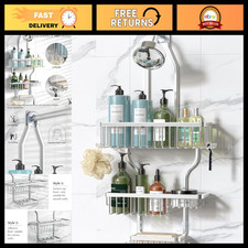 Rust-Free Aluminum Shower Caddy - 3-Tier Hanging Organizer with Hooks  Soap Hol
