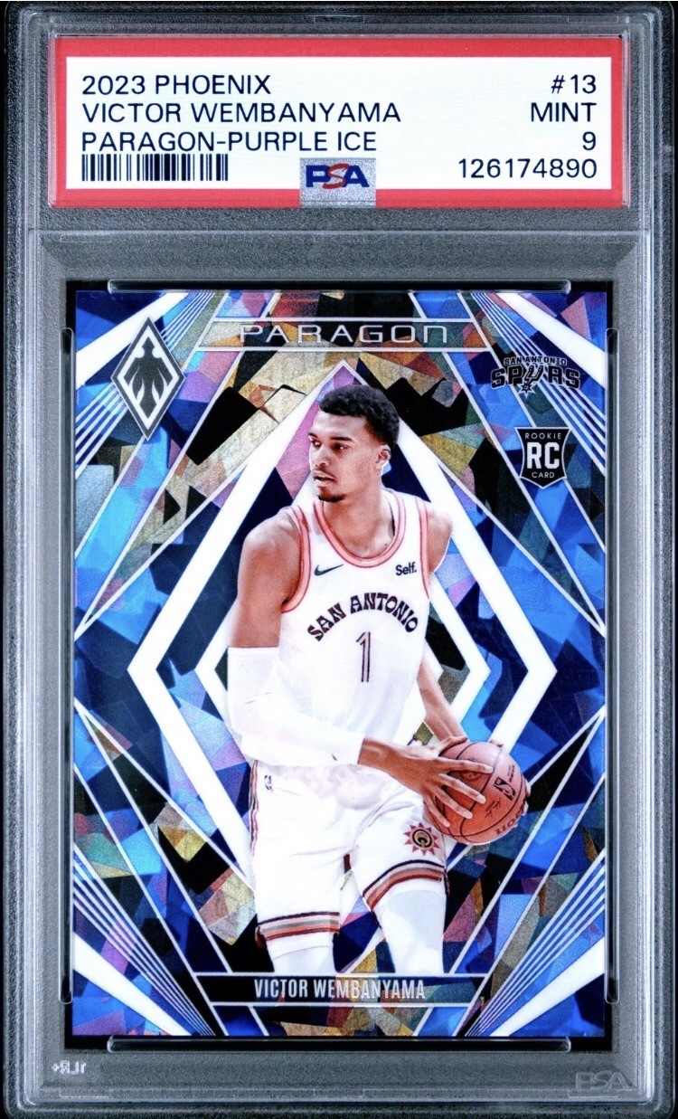 2023 VICTOR WEMBANYAMA PANINI PHOENIX PARAGON PURPLE ICE /25 PSA 9 POP 3 NONE 10