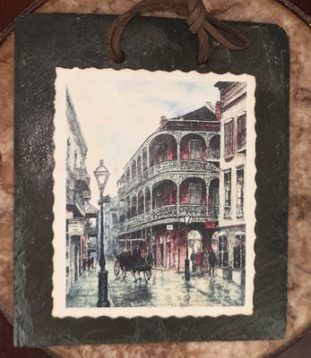New Orleans Royal Street Lace Building Slate Tile Wall Art French Quarter