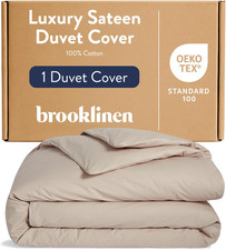 King Sateen Duvet Cover - 100 Cotton, Pebble with Button Closure