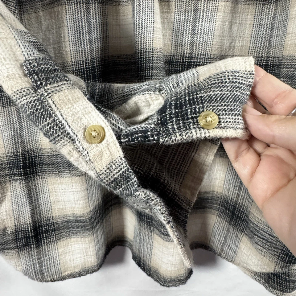 Xadrez feminino American Eagle flanela desgastada preto bronzeado tamanho grande aconchegante boho - Imagem 4 de 4