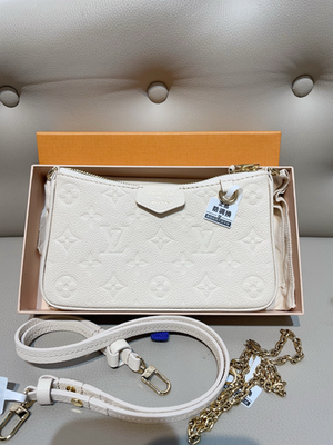 Louis Vuitton Easy Pouch Cream-colored Calfskin Embossed Crossbody