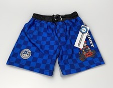 NEW Mario Kart Boys' Blue Check Pattern Mesh Lined Swim Trunks/Board Shorts 4/5