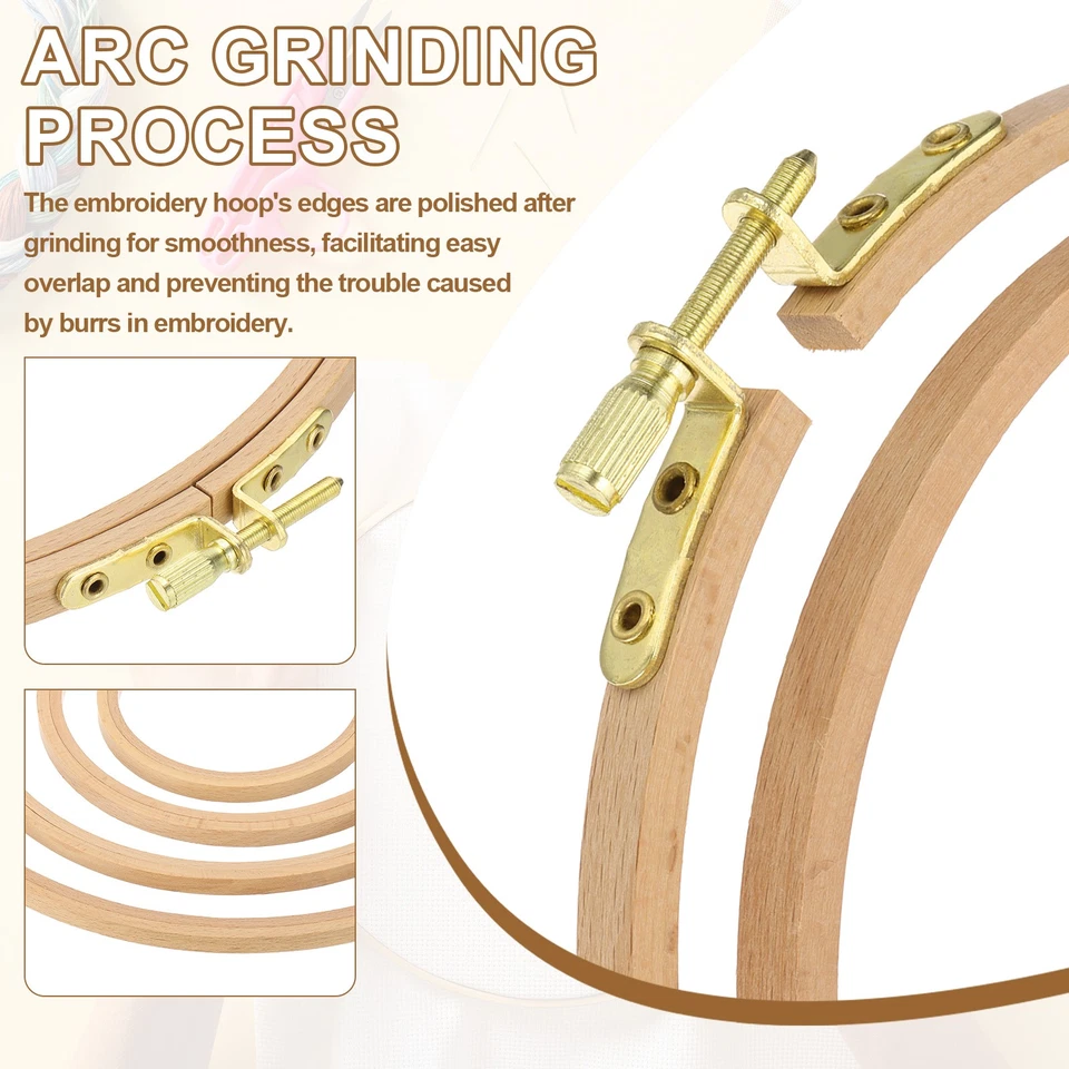 11 Inch Beech Wood Embroidery Hoops, Arc Side Cross Stitch Hoop - Image 4 of 4